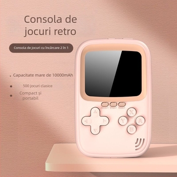Consolă portabilă de jocuri 500 în 1, baterie externă de 10.000 mAh, duală, FC Retro Mini
