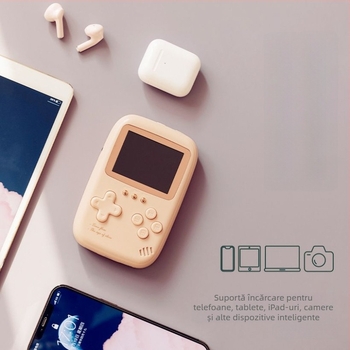 Consolă portabilă de jocuri 500 în 1, baterie externă de 10.000 mAh, duală, FC Retro Mini