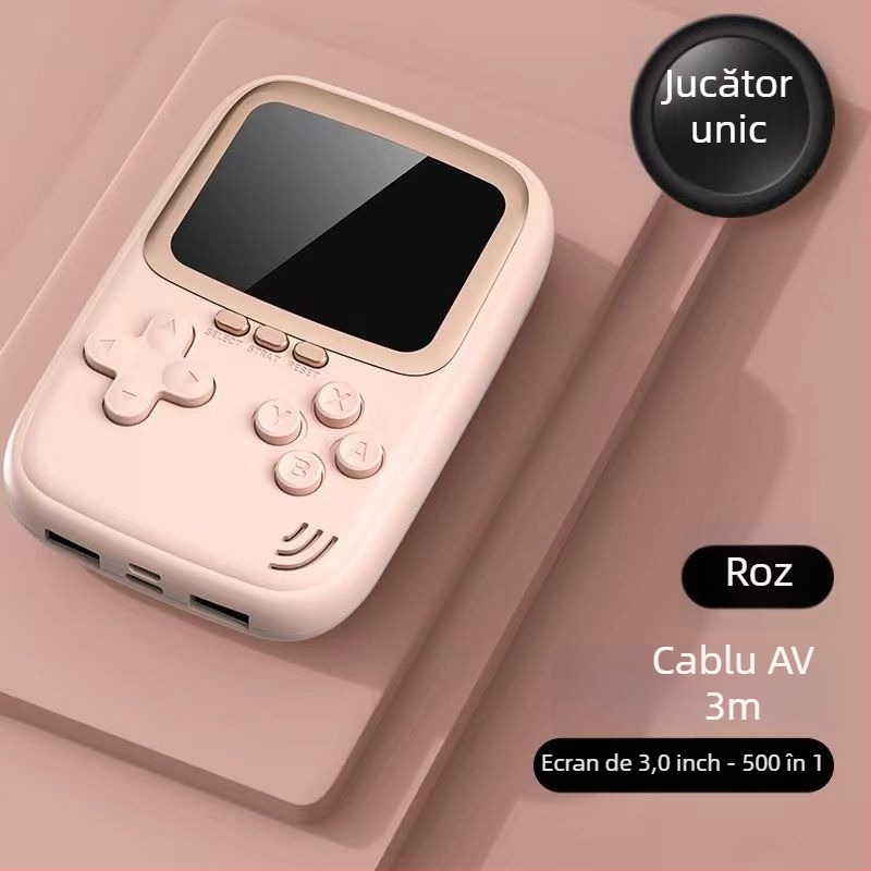 Consolă portabilă de jocuri 500 în 1, baterie externă de 10.000 mAh, duală, FC Retro Mini