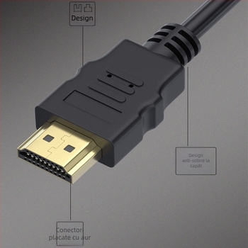 Cablu HDMI cu mufe placate cu aur, conductor din cupru, lungime 1,5–30 m, diametru exterior 7,0 mm, HDMI 1.4 cu suport 3D