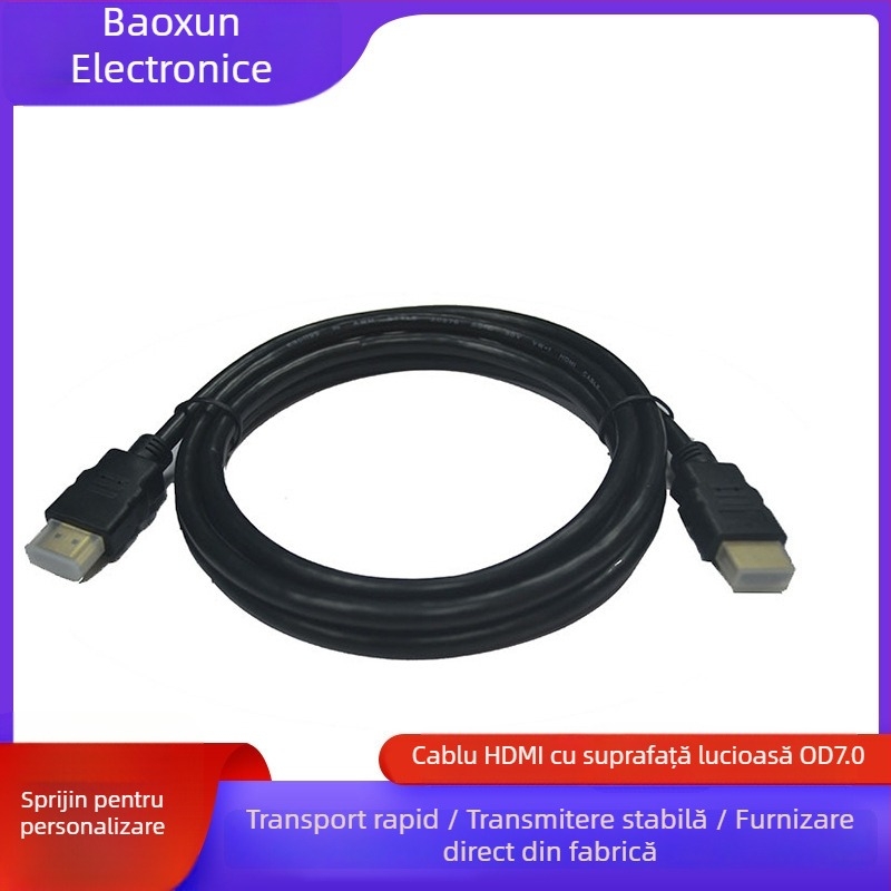 Cablu HDMI cu mufe placate cu aur, conductor din cupru, lungime 1,5–30 m, diametru exterior 7,0 mm, HDMI 1.4 cu suport 3D