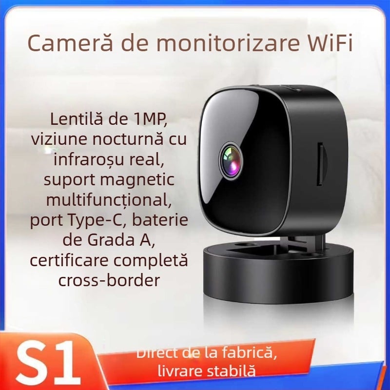 Cameră de supraveghere WiFi pentru interior, unghi larg, 1080p, vizor de noapte, control prin aplicație mobilă