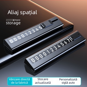 Piată ascunsă de parcare din aliaj pentru mașină, model 1584, Ming che zhi bao, iluminată, tablă temporară de parcare cu număr de contact