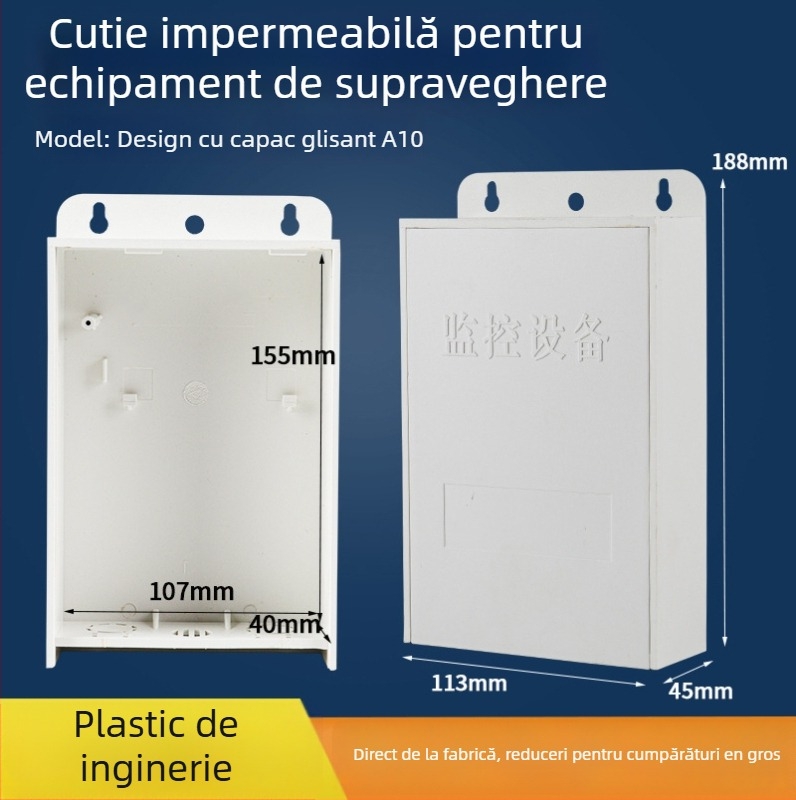 A10 cutie de conexiuni impermeabilă, din plastic, interior/exterior, montaj pe perete, pentru cameră CCTV și sursă de alimentare