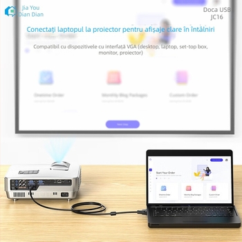 Cabl VGA adaptor JC18 pentru calculator către display/proiector, cablu adaptor, conductor de înaltă calitate, izolație PVC