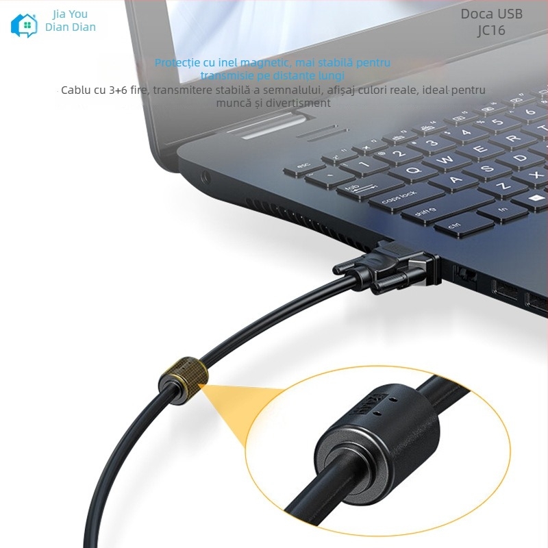 Cabl VGA adaptor JC18 pentru calculator către display/proiector, cablu adaptor, conductor de înaltă calitate, izolație PVC