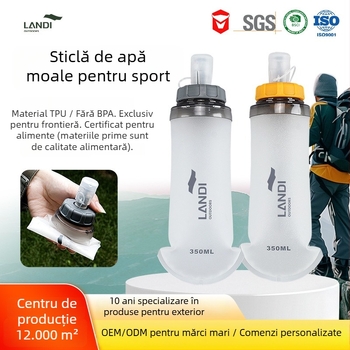 Geantă de apă TPU pliabilă pentru exterior, 350 ml, model cu dungi, portabilă pentru alergare și drumeții