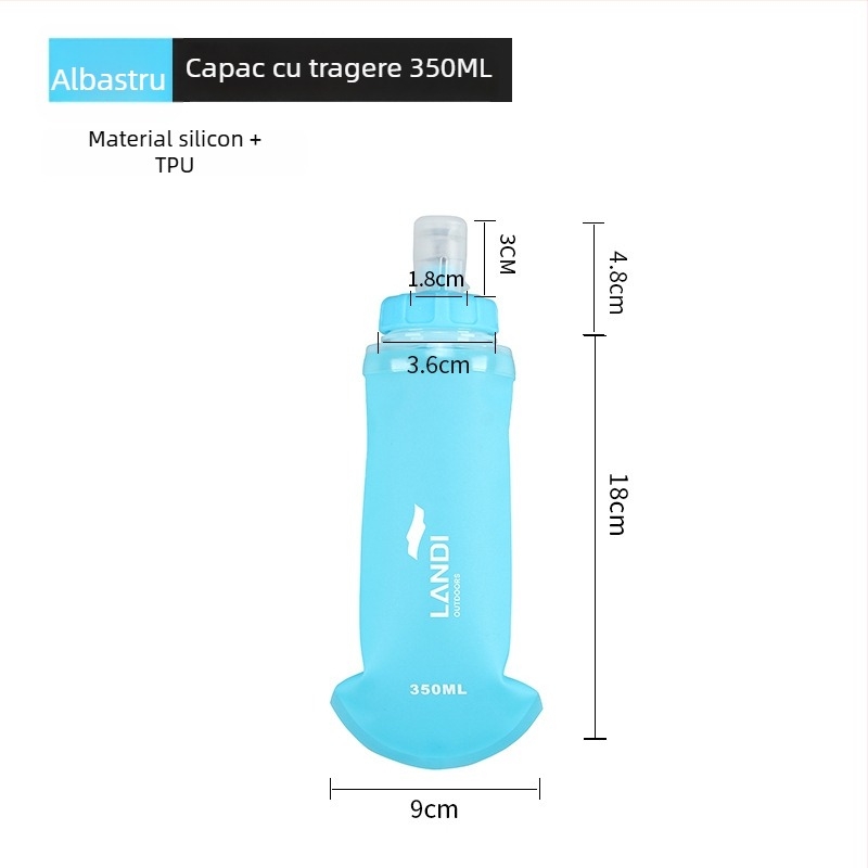 Geantă de apă TPU pliabilă pentru exterior, 350 ml, model cu dungi, portabilă pentru alergare și drumeții