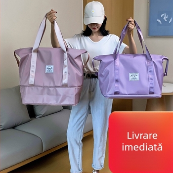 Geantă de călătorie extensibilă, capacitate 36-55 L, pânză Oxford, impermeabilă cu compartiment uscat/umed, căptușeală PU, stil de călătorie de relaxare