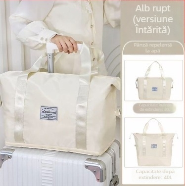 Geantă de călătorie extensibilă, capacitate 36-55 L, pânză Oxford, impermeabilă cu compartiment uscat/umed, căptușeală PU, stil de călătorie de relaxare