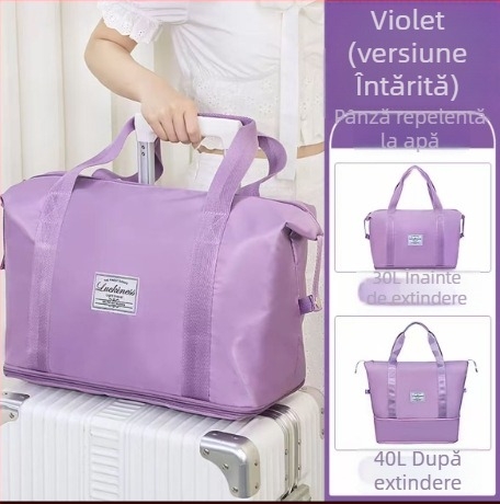 Geantă de călătorie extensibilă, capacitate 36-55 L, pânză Oxford, impermeabilă cu compartiment uscat/umed, căptușeală PU, stil de călătorie de relaxare