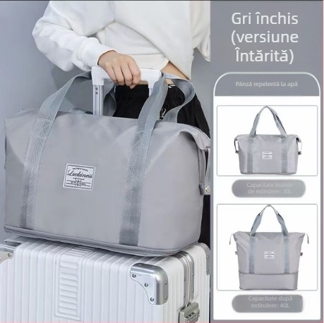 Geantă de călătorie extensibilă, capacitate 36-55 L, pânză Oxford, impermeabilă cu compartiment uscat/umed, căptușeală PU, stil de călătorie de relaxare