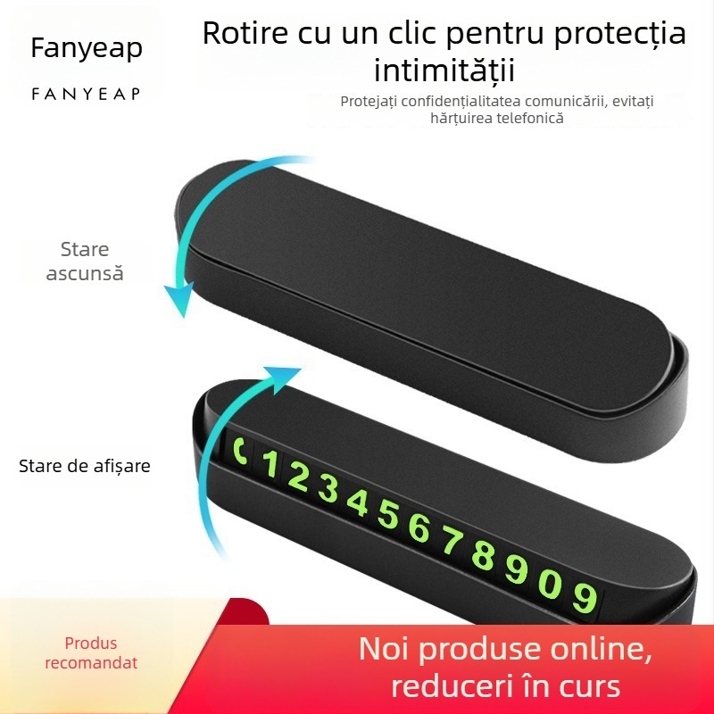 Panyi Placă cu Număr de Parcare pentru Vehicule – Placă de Telefon pentru Parcare Temporară Montată pe Mașină (Digitală, Material: Altele, Fără Personalizare)