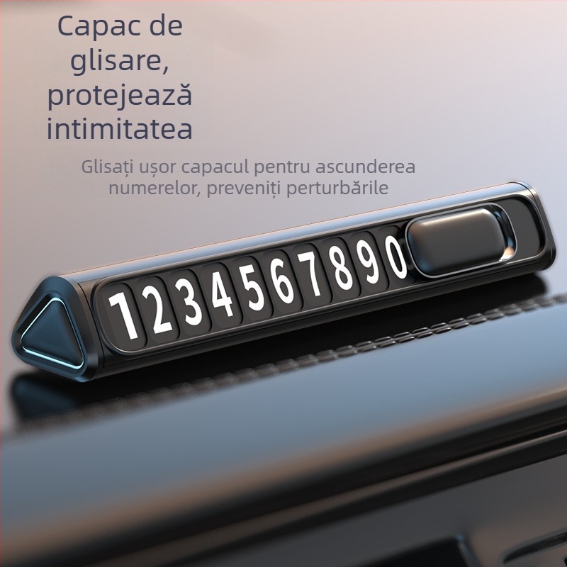 Plăcuță temporară de parcare - tip ascuns, metal, model T10, imprimare logo disponibilă, fără personalizare