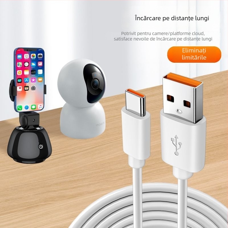 Cablu Type-C pentru date și încărcare, extensie de 5 m și prelungire de 10 m pentru telefoane mobile și camere de supraveghere