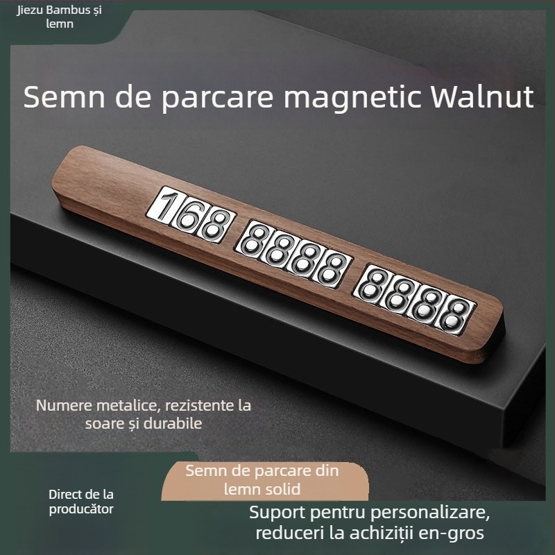 Plăcuță de parcare auto din lemn, magnetică, personalizabilă, model jz01031