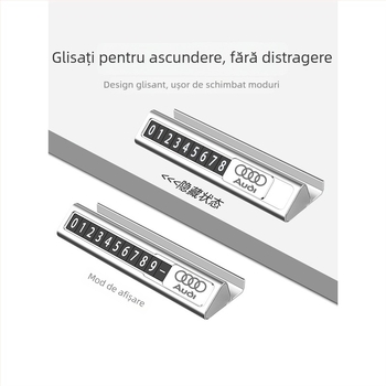 Plăcuță temporară de parcare pentru Audi A6L/A4L/A3/Q2/Q7/Q3/Q5L/A5/A6/A7/A8L – Longzhen metalică, personalizabilă, tip ascuns
