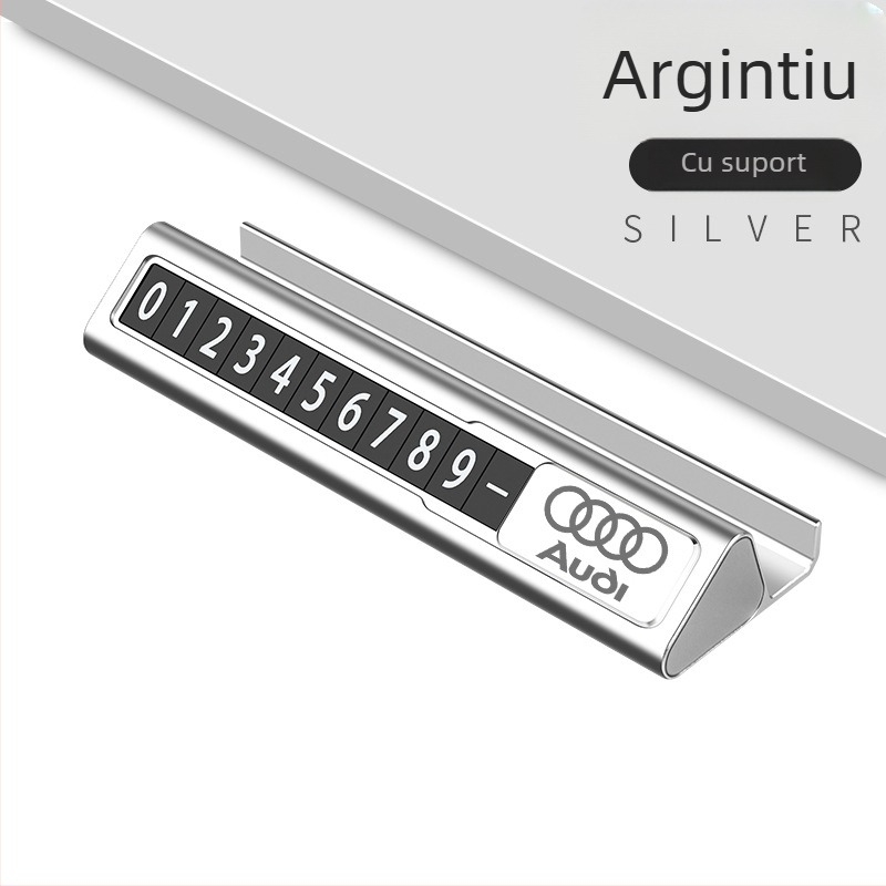 Plăcuță temporară de parcare pentru Audi A6L/A4L/A3/Q2/Q7/Q3/Q5L/A5/A6/A7/A8L – Longzhen metalică, personalizabilă, tip ascuns