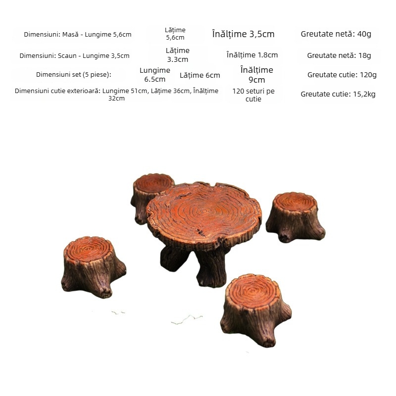 Ornamente de grădină miniaturi din rășină - În stil natură statică pentru decorul casei