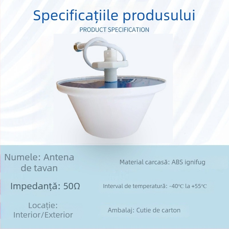 Antena de tavan interior omnidirecțională, 698–3700 MHz, cu cap de ciupercă, pentru instalații de comunicații