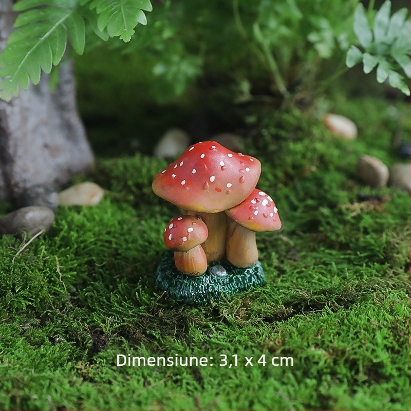 Ornament din rășină în formă de ciupercă pentru micro-peisaj – stil pastoral, decor pentru ghiveci