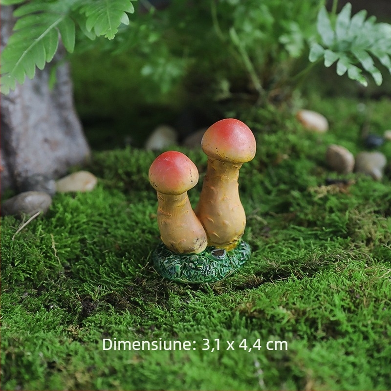 Ornament din rășină în formă de ciupercă pentru micro-peisaj – stil pastoral, decor pentru ghiveci