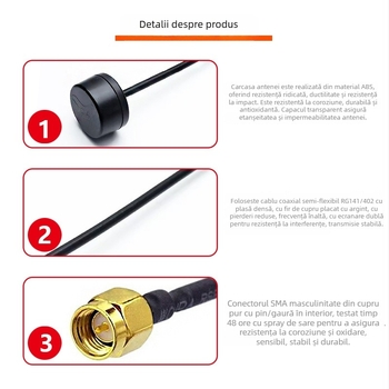 Antena FPV pentru dronă, cu câștig înalt, formă ciupercă / stil lollipop, pentru quadrocoptere și modele de aeronave