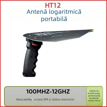 Ht12 Antenă log-periodică portabilă, 100 MHz–12 GHz, câștig 7–12 dB, wireless