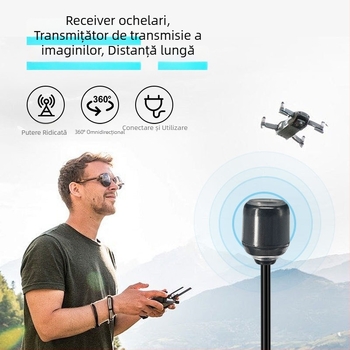 Antena FPV pentru UAV 5,8 GHz – mică antenă tip ciupercă cu câștig înalt, omni-direcțională, conector SMA, cablu 120 mm, 5700–5950 MHz