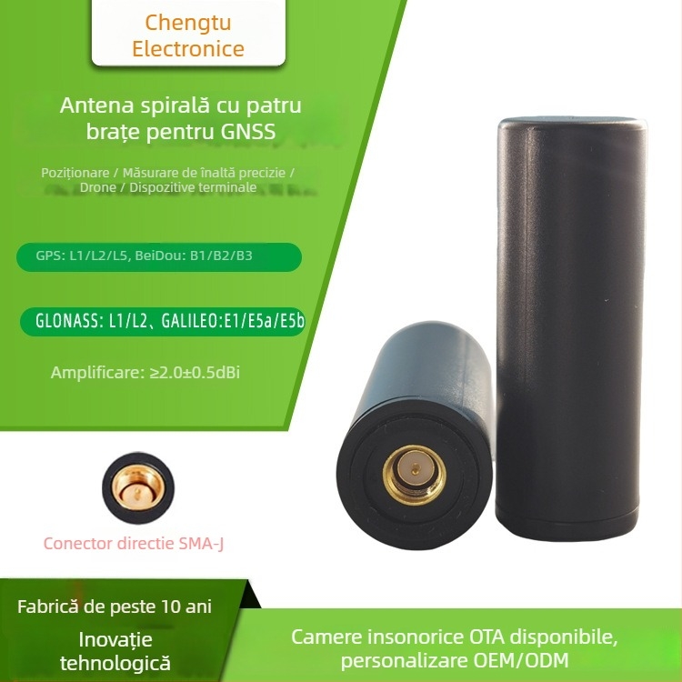 Antena spirală cu patru brațe pentru poziționare UAV Beidou/GPS/GLONASS/Galileo, model T18