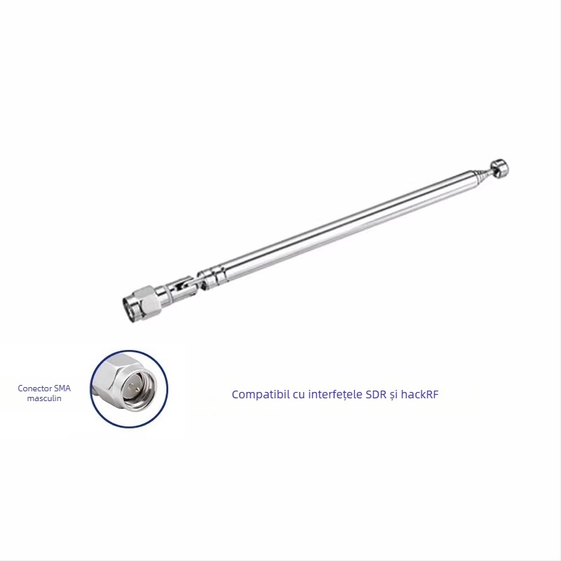 Antena SMA din rod pentru LimeSDR și HackRF – intervalul 40 MHz până la 6 GHz, impedanță 50 Ω