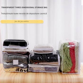 Sac de depozitare pentru cuverturi, cub transparent din PVC, impermeabil și multifuncțional, pentru mutări și depozitare în dormitor
