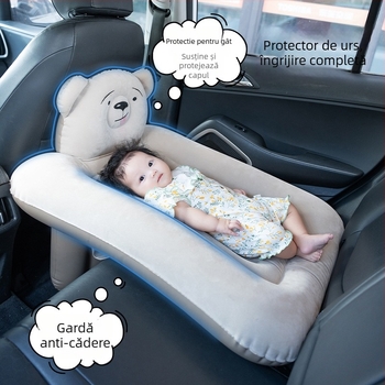 Pat de mașină gonflabil pentru copii, pentru bancheta din spate; suprafață din poliester; sarcină maximă 25 kg; greutate 0,5 kg; marcă Xintianyou