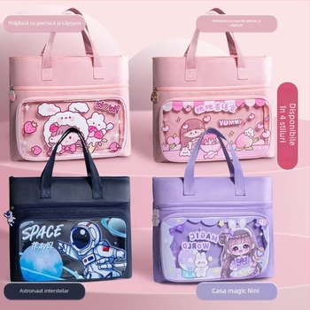 Geantă de pregătire pentru elevii din învățământul primar, unisex, pânză Oxford, impermeabilă, capacitate extinsă, căptușeală poliester, model anime (pânză Oxford; impermeabilă; capacitate extinsă; căptușeală poliester; unisex)