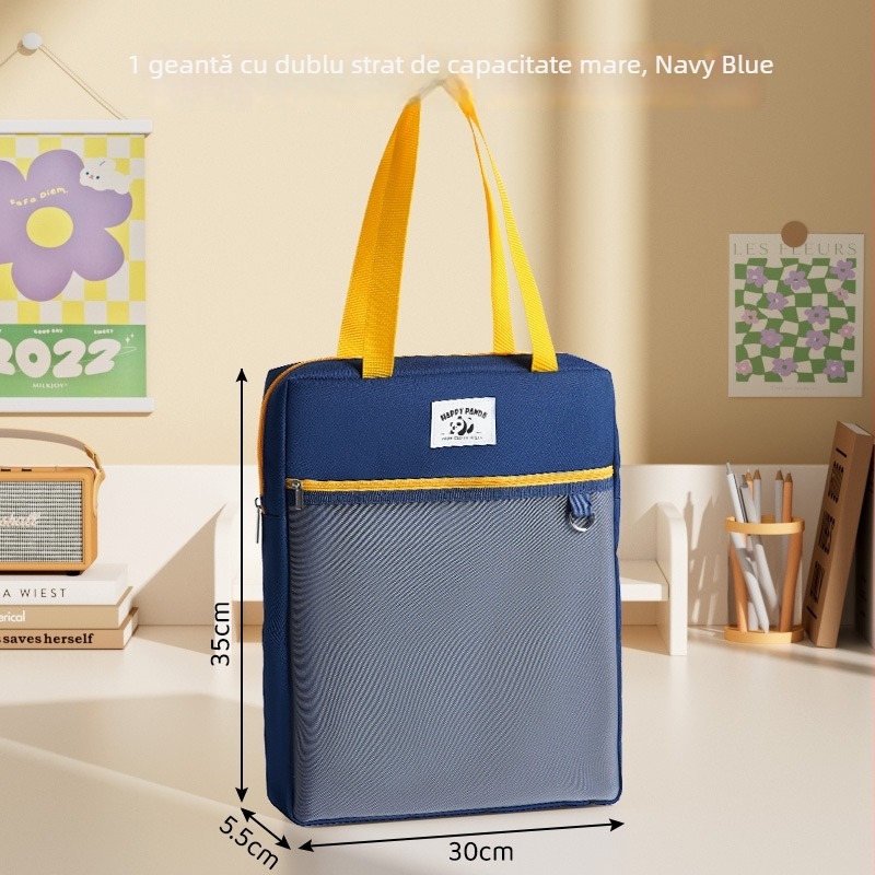 Little Geek Geantă de studiu cu fermoar, din pânză, unisex, elevi din învățământ primar, pregătire extrașcolară