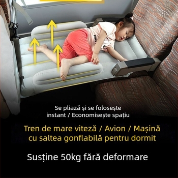 Saltea gonflabilă pentru bancheta din spate, pentru călătorii cu bebeluș și copil (Compatibilitate universală cu mașinile; Metodă de umflare: Altă; Fără personalizare)