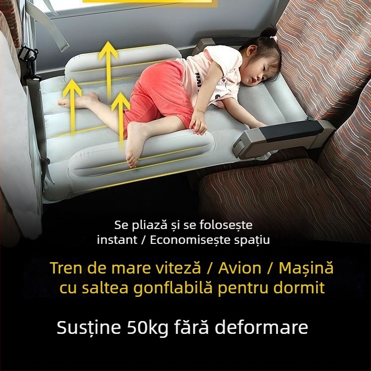 Saltea gonflabilă pentru bancheta din spate, pentru călătorii cu bebeluș și copil (Compatibilitate universală cu mașinile; Metodă de umflare: Altă; Fără personalizare)