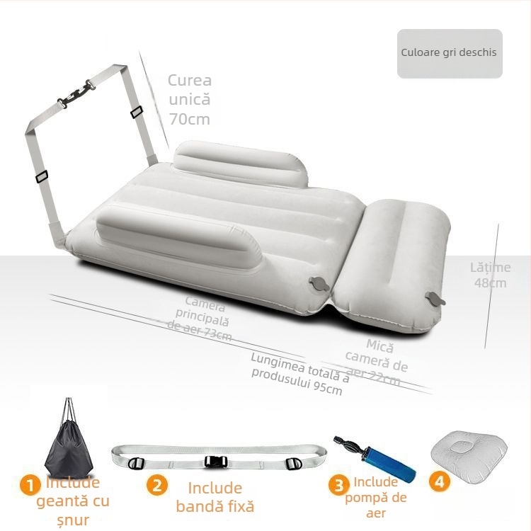 Saltea gonflabilă pentru bancheta din spate, pentru călătorii cu bebeluș și copil (Compatibilitate universală cu mașinile; Metodă de umflare: Altă; Fără personalizare)