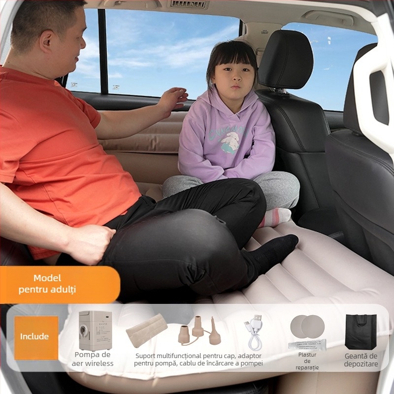 Saltea auto gonflabilă automată pentru bancheta din spate – Model P-101, PVC ecologic, 3 kg, încărcătură maximă 250 kg