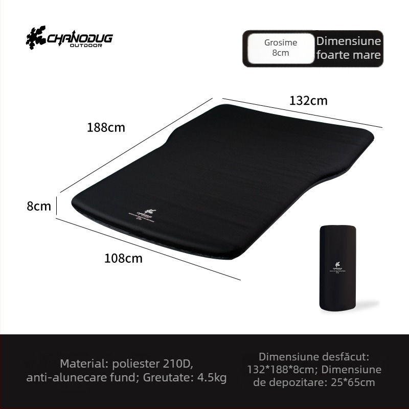 CHANODUG Saltea auto cu self-inflating pentru două persoane, pernă din spumă, Material Chun yafang, Greutate 4,5 kg