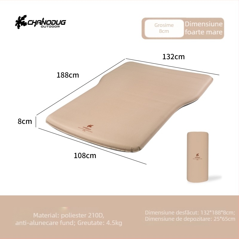 CHANODUG Saltea auto cu self-inflating pentru două persoane, pernă din spumă, Material Chun yafang, Greutate 4,5 kg