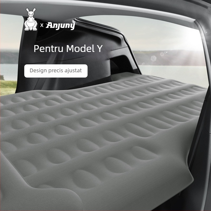 Covoraș auto pentru scaunul din spate Tesla Model Y, material velur gros, umflare electrică, sarcină maximă 500 kg, logo imprimat