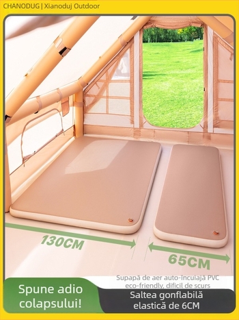 Saltea gonflabilă pentru camping, cu pompă externă, umplere manuală, 2,5 kg, încărcare maximă 500 kg, suprafață din țesătură compozită