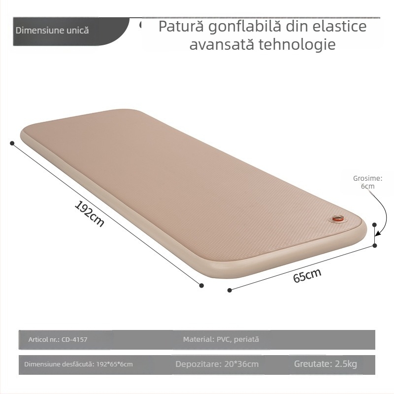 Saltea gonflabilă pentru camping, cu pompă externă, umplere manuală, 2,5 kg, încărcare maximă 500 kg, suprafață din țesătură compozită
