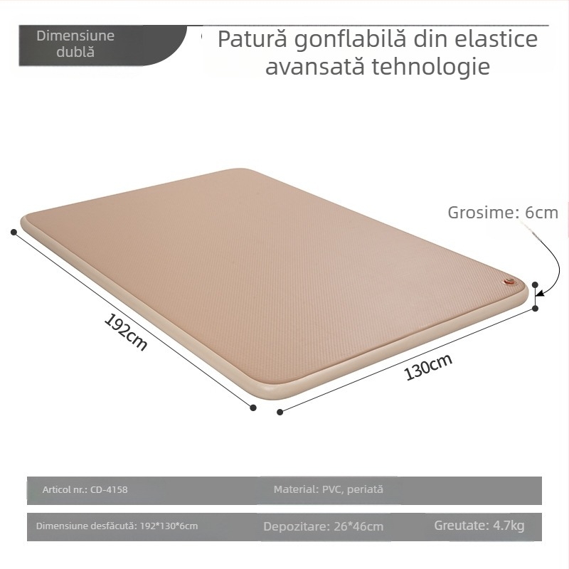 Saltea gonflabilă pentru camping, cu pompă externă, umplere manuală, 2,5 kg, încărcare maximă 500 kg, suprafață din țesătură compozită