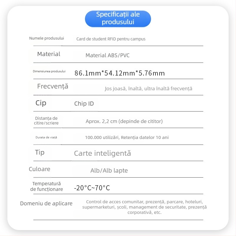 Carte ID a campusului cu slot SIM și RFID 13.56 MHz M1 - Antwei ATWE-99-0001-020