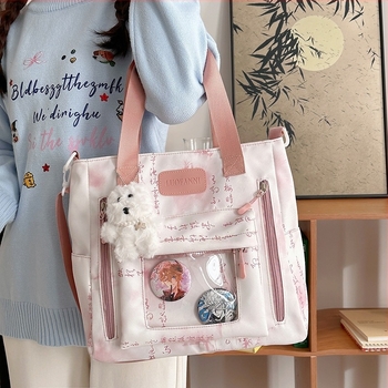 Geantă de umăr pentru școală – capacitate mare, nylon exterior, model graffiti, unisex, căptușeală poliester