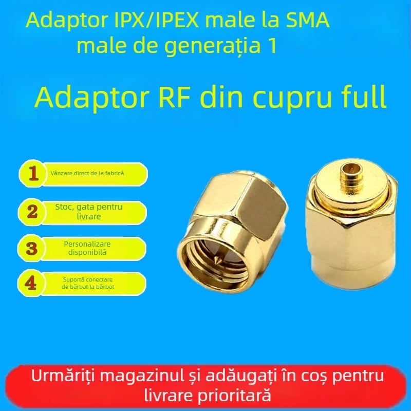 Vincent adaptor RF IPX/IPEX masculin către SMA masculin, generația 1, cap de test din cupru