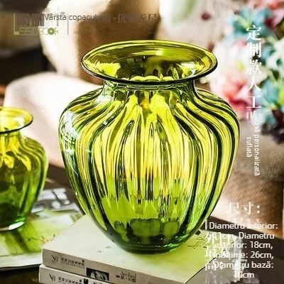 Vas de sticlă suflat manual, relief colorat – stil european modern pentru living și dining. Material: Sticlă; Cadou: Nu; Autorizare IP: Nu