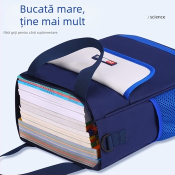 Geantă de școală din pânză, model în carouri, ultra-ușoară, extensibilă, pentru ciclul primar